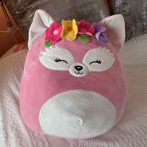 SQUISHMALLOW Large Pink Fox with Flower Crown